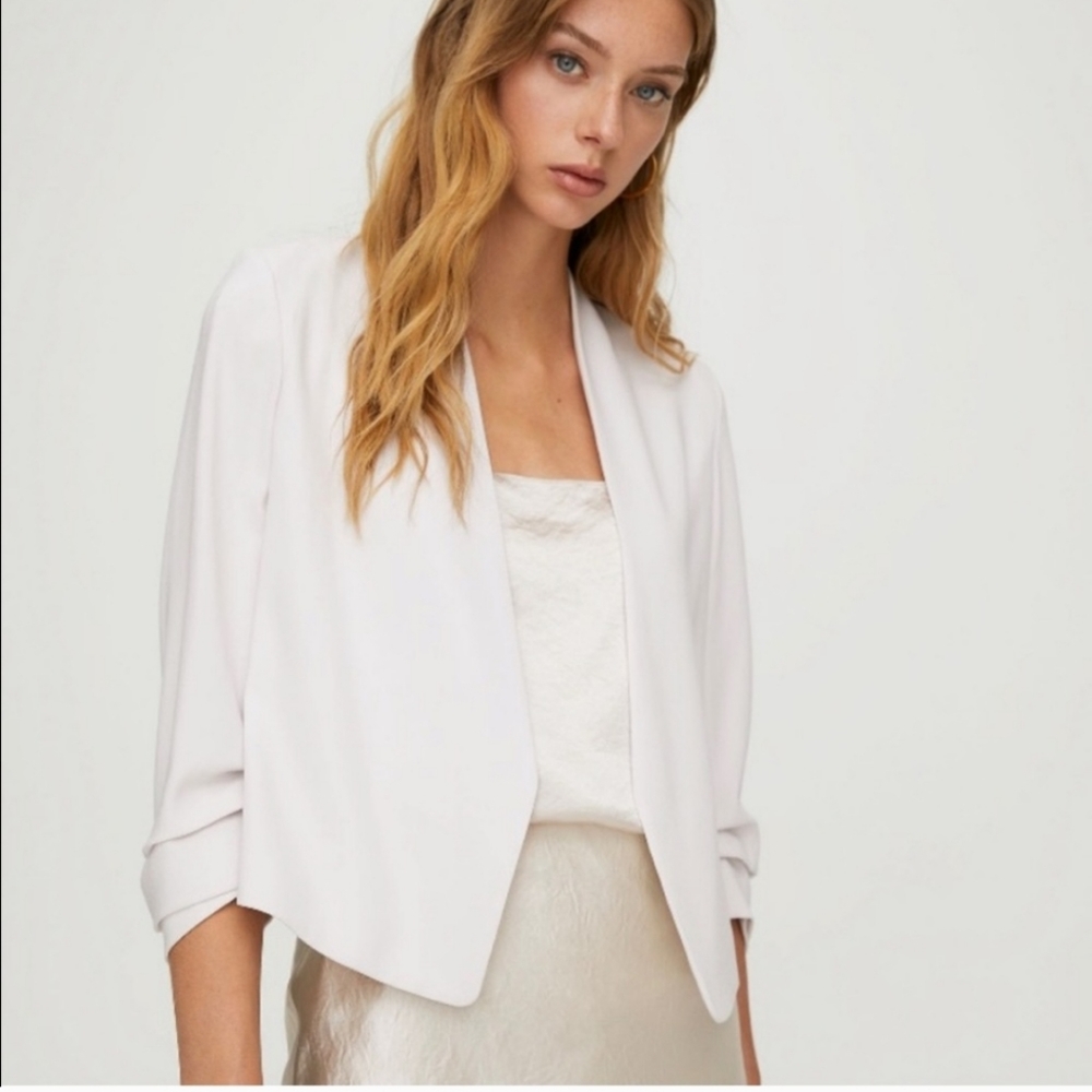 Ann Taylor White Power Short Blazer